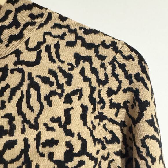 FRAME Mockneck Mini Sweater Dress Women Small Long Sleeve Bodycon Animal Print - Picture 2 of 8